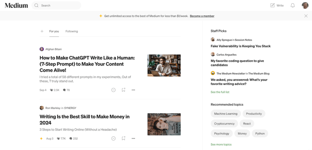 medium design web